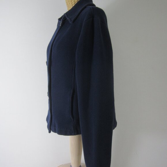 Vtg Ralph Lauren Womens PL Petite L Navy Blue Cotton Cardigan Jacket Nautical - Picture 6 of 7
